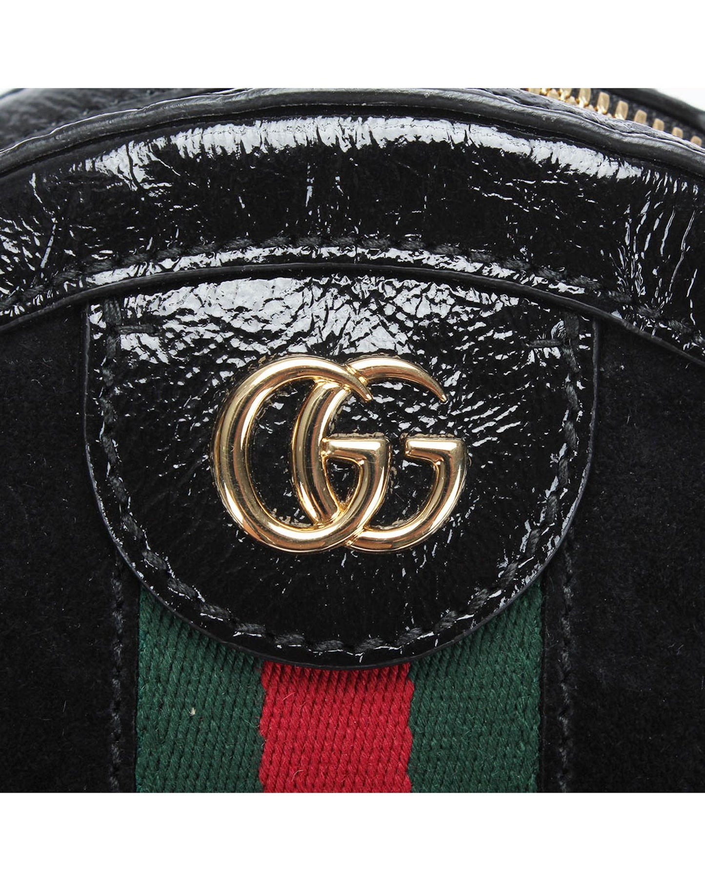 Gucci Women's Mini Black Suede Round Shoulder Bag in black