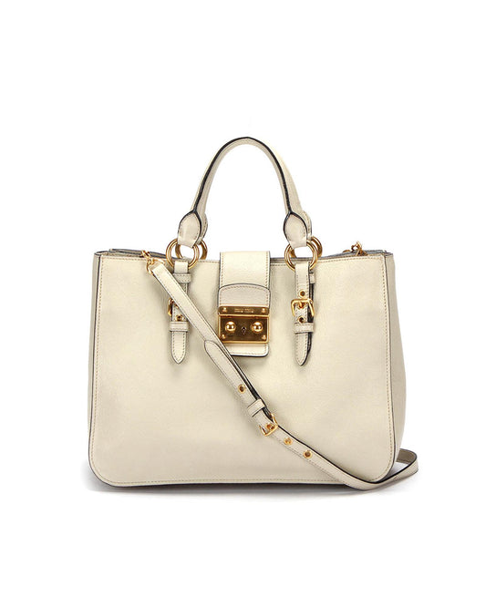 Miu Miu Women's Leather Shoulder Bag in Excellent Condition in White