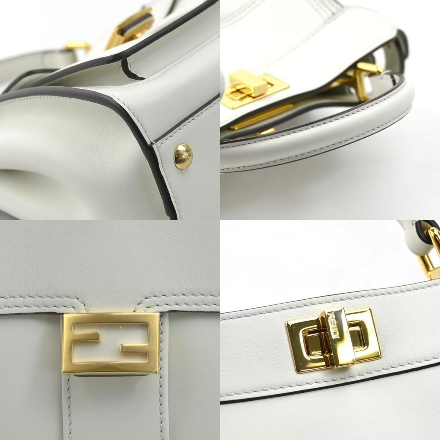 Fendi Women's Elegant Leather Handbag with Timeless Design in White