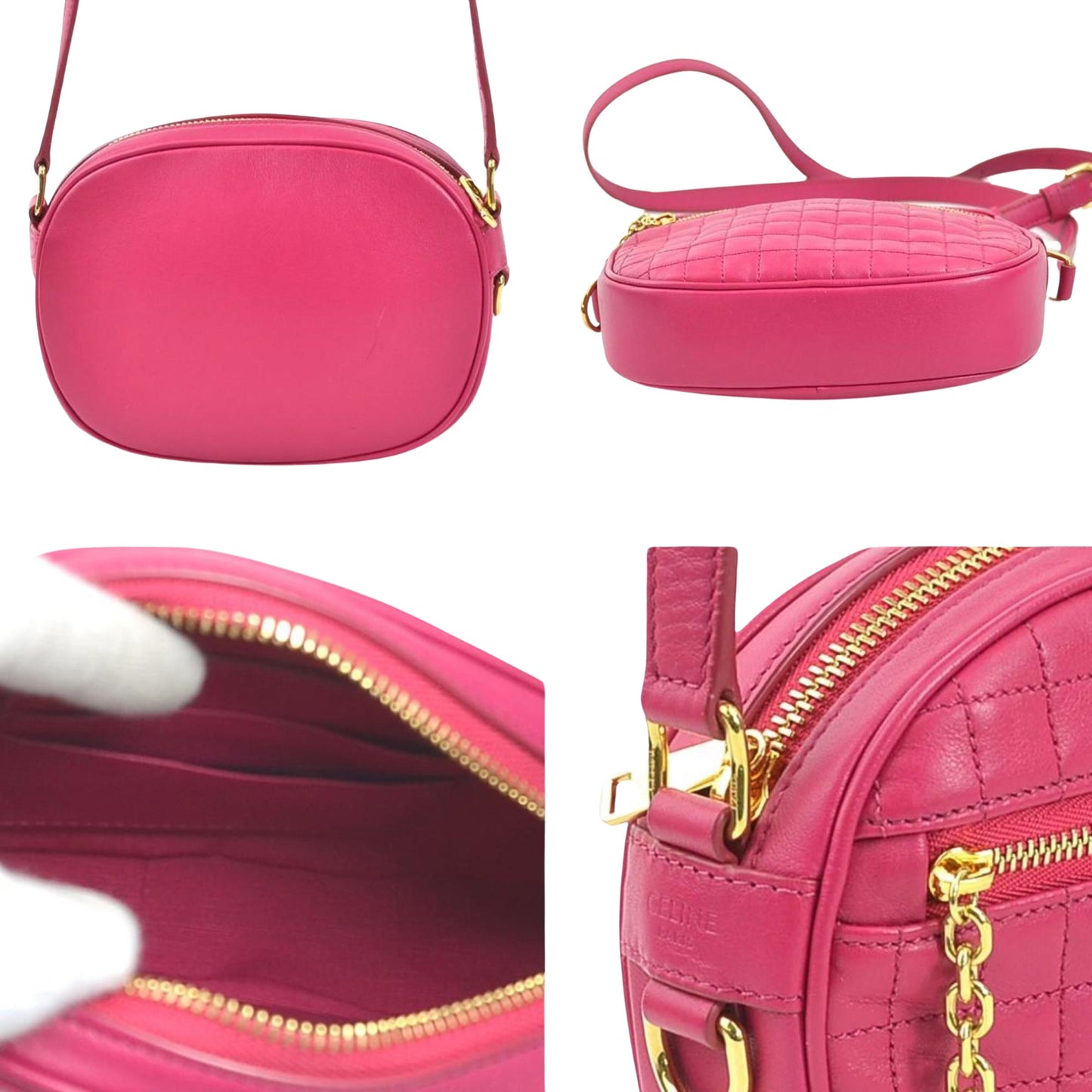 Celine Women's Pink Leather Shoulder Bag by Celine in Pink