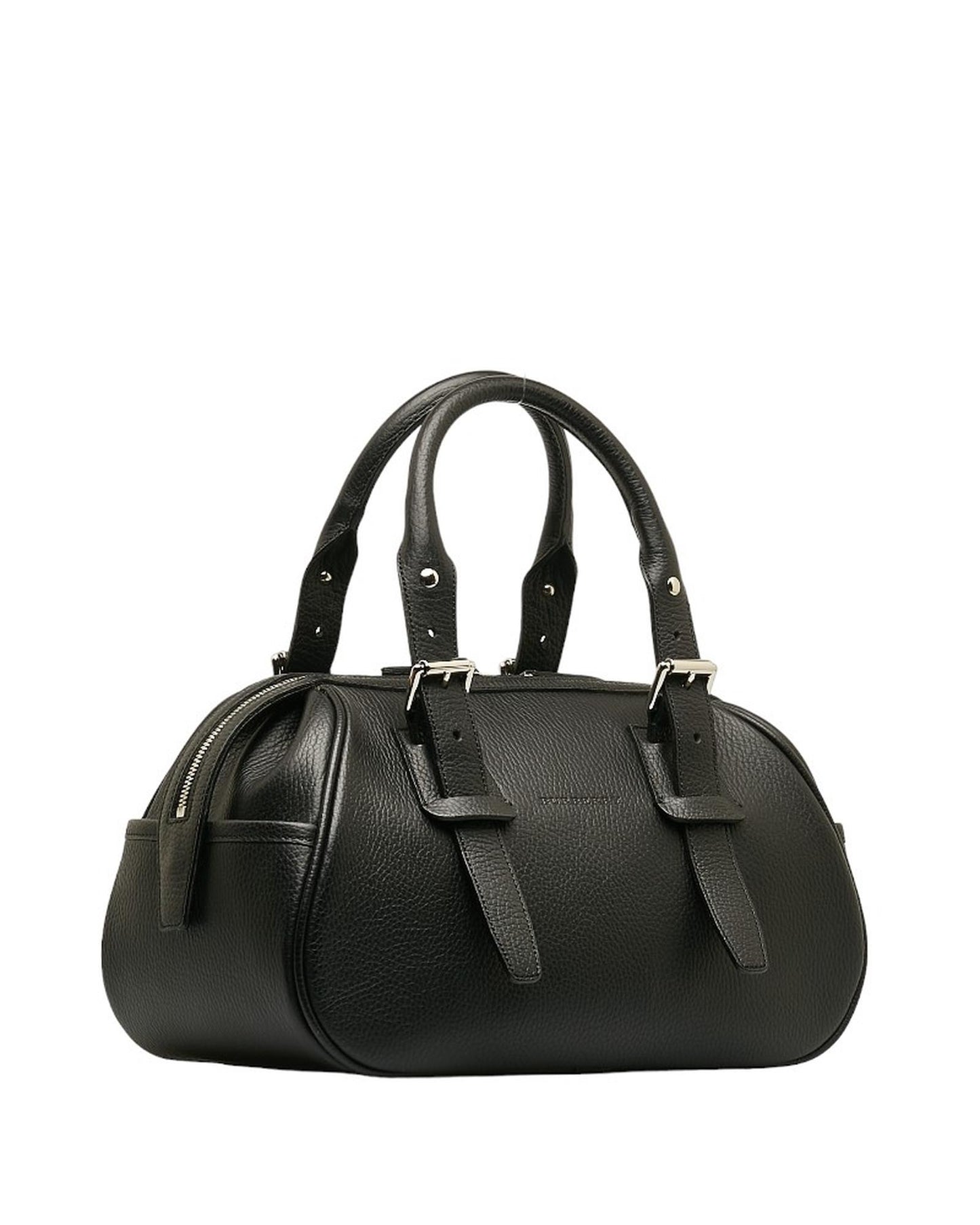 Burberry Women's Leather Belted Boston Bag in Black