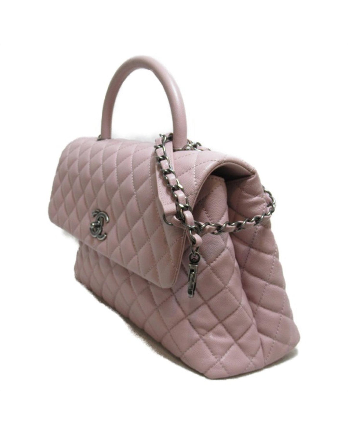 Chanel Women's Caviar Medium Coco Handle Bag in Pink by Chanel in Pink