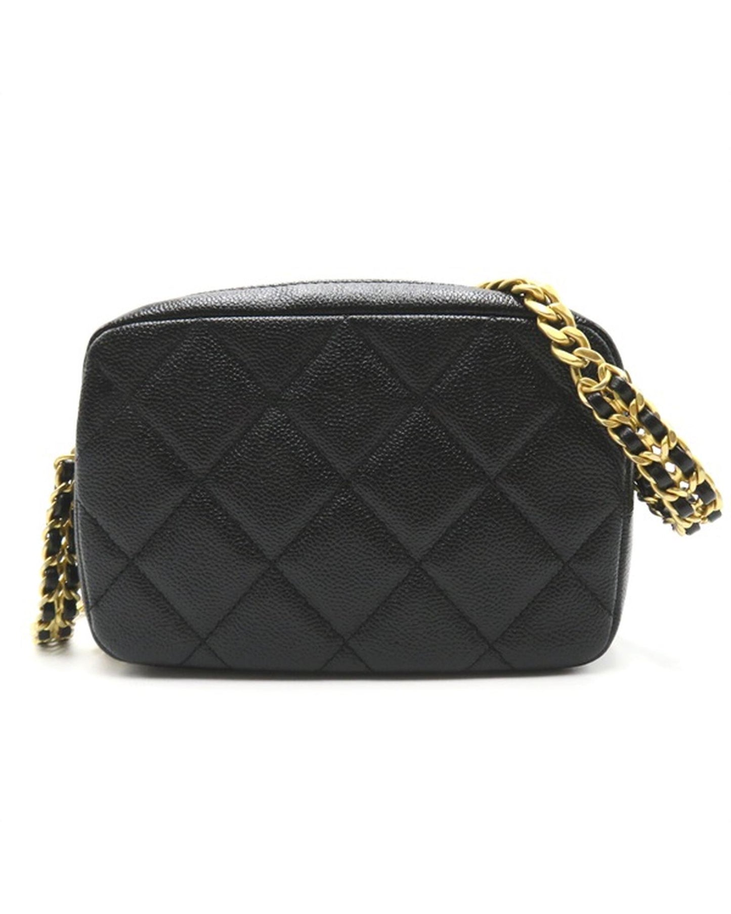 Chanel Women's Black Caviar Camera Bag with Chanel CC Logo in Black