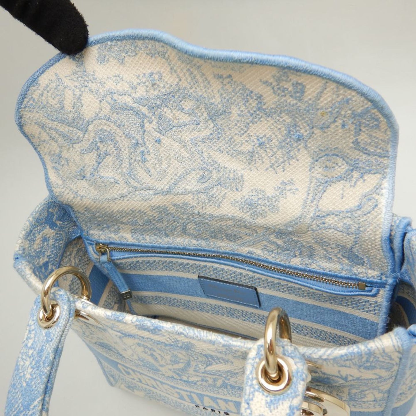 Dior Women's Blue Canvas Lady Handbag with Shoulder Strap in Blue