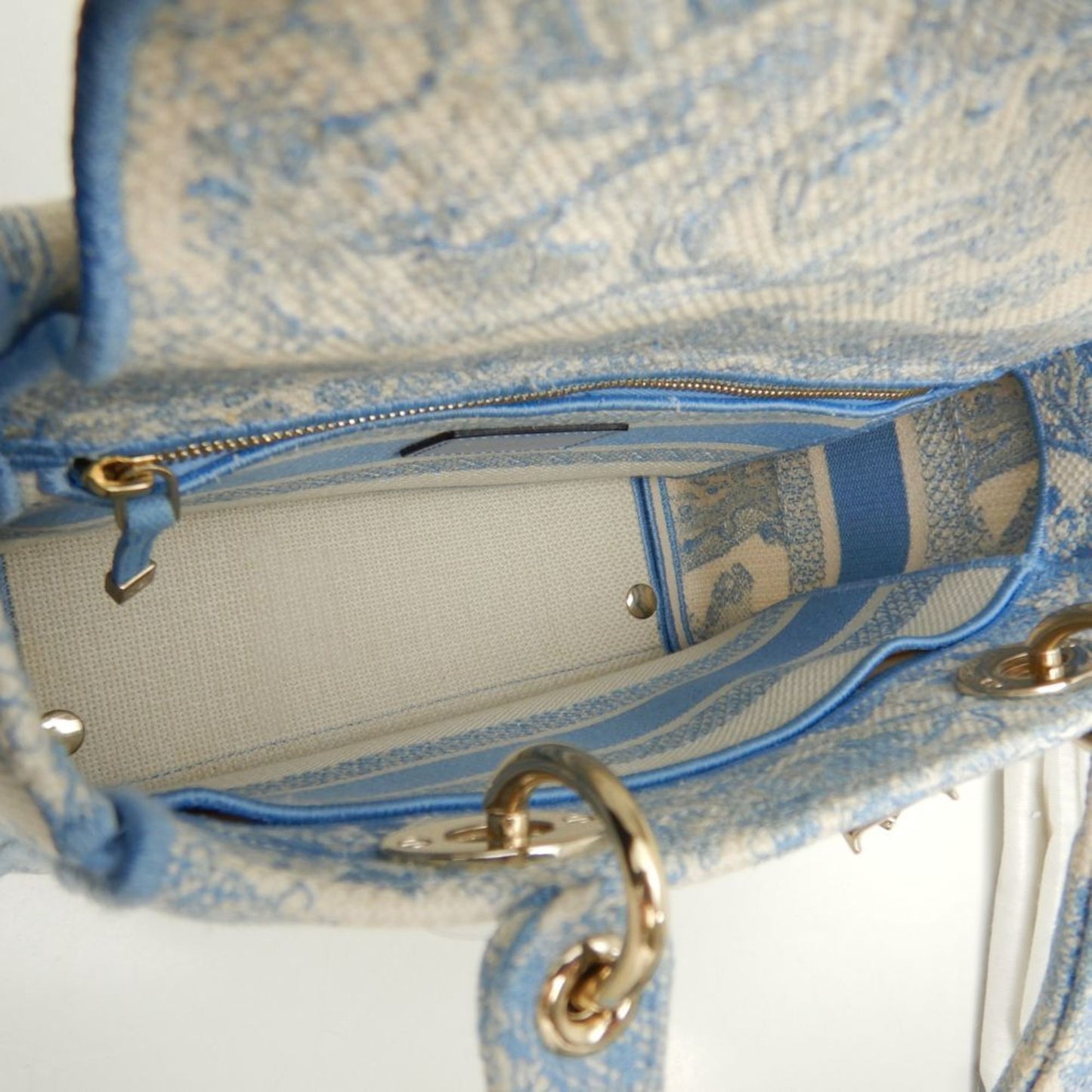 Dior Women's Blue Canvas Lady Handbag with Shoulder Strap in Blue