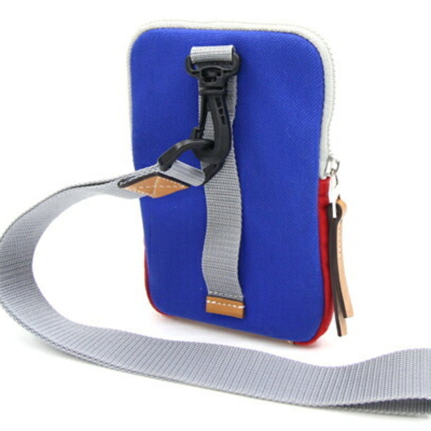 Loewe Unisex Blue Canvas Pouch with Red Accents in Blue