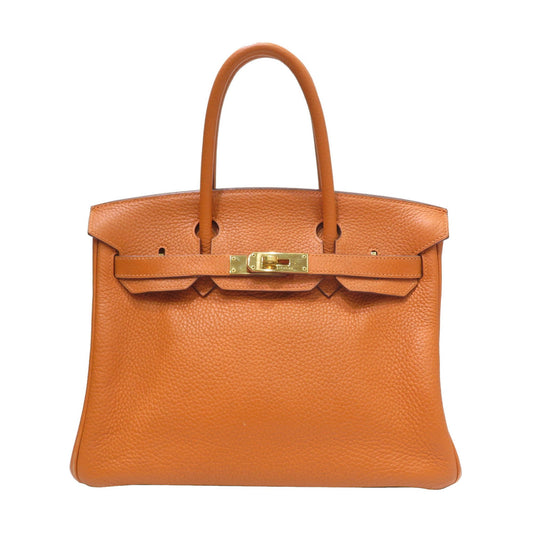 Hermes Women's Luxurious Leather Handbag with Clochette and Key. in Orange