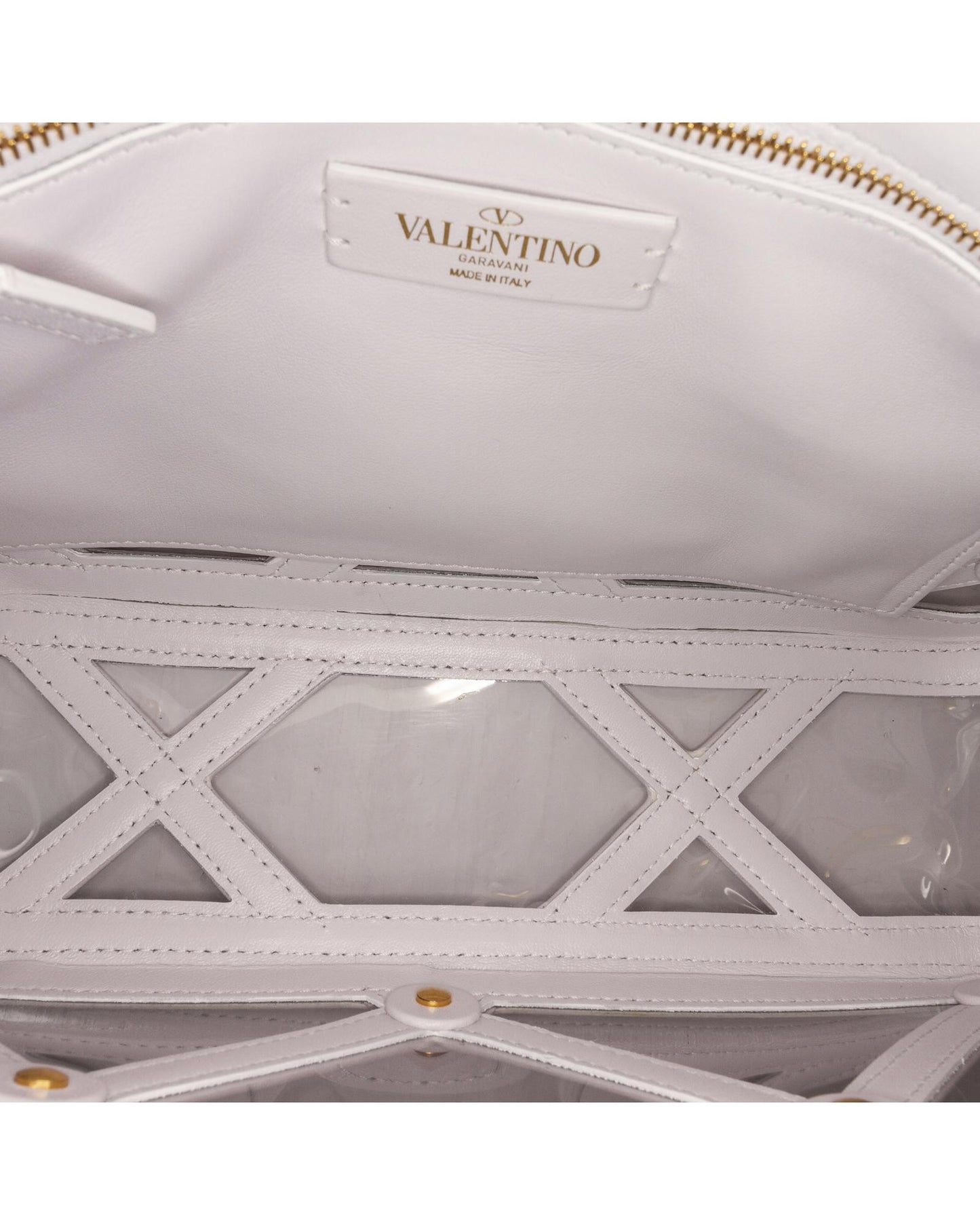 Valentino Women's Studded PVC Flap Bag in White