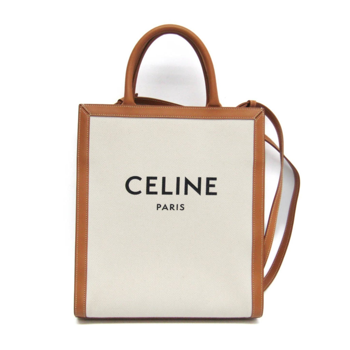 Celine Women's Canvas and Leather Vertical Handbag - Elegant White in White