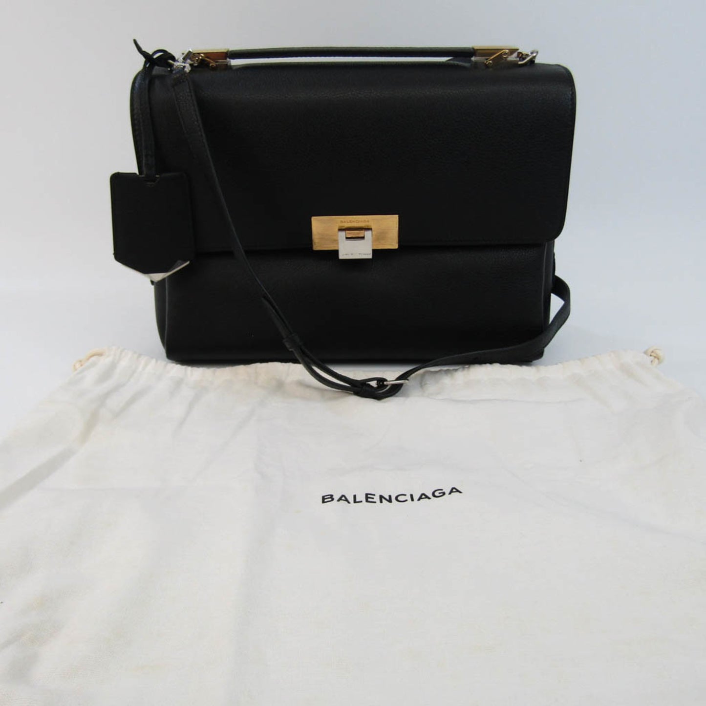 Balenciaga Women's Black Leather Shoulder Bag in Black