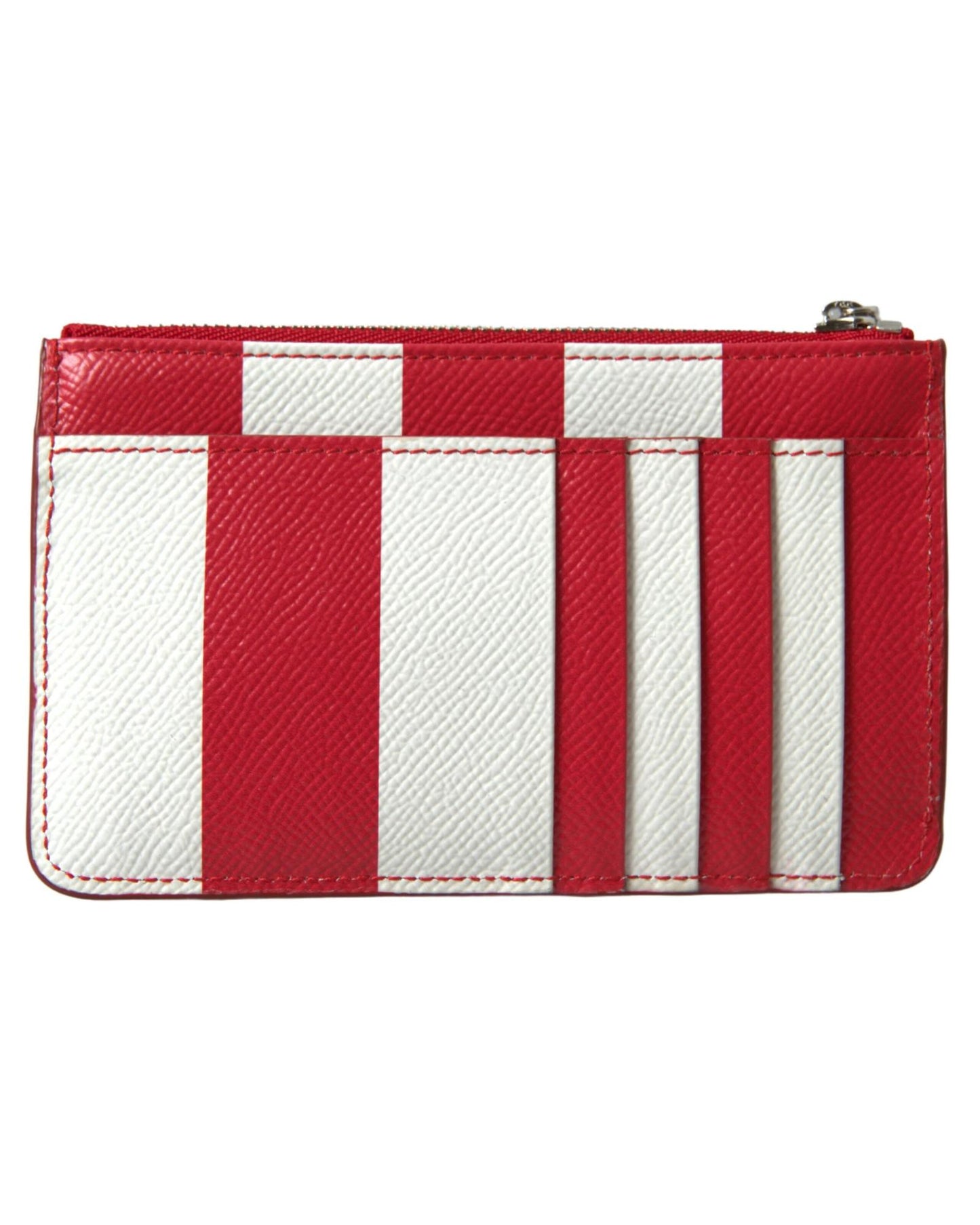 Striped Leather Card Holder Wallet