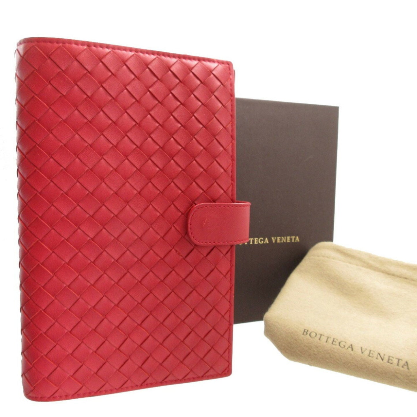 Bottega Veneta Unisex Leather Notebook Case with Timeless Design in Red