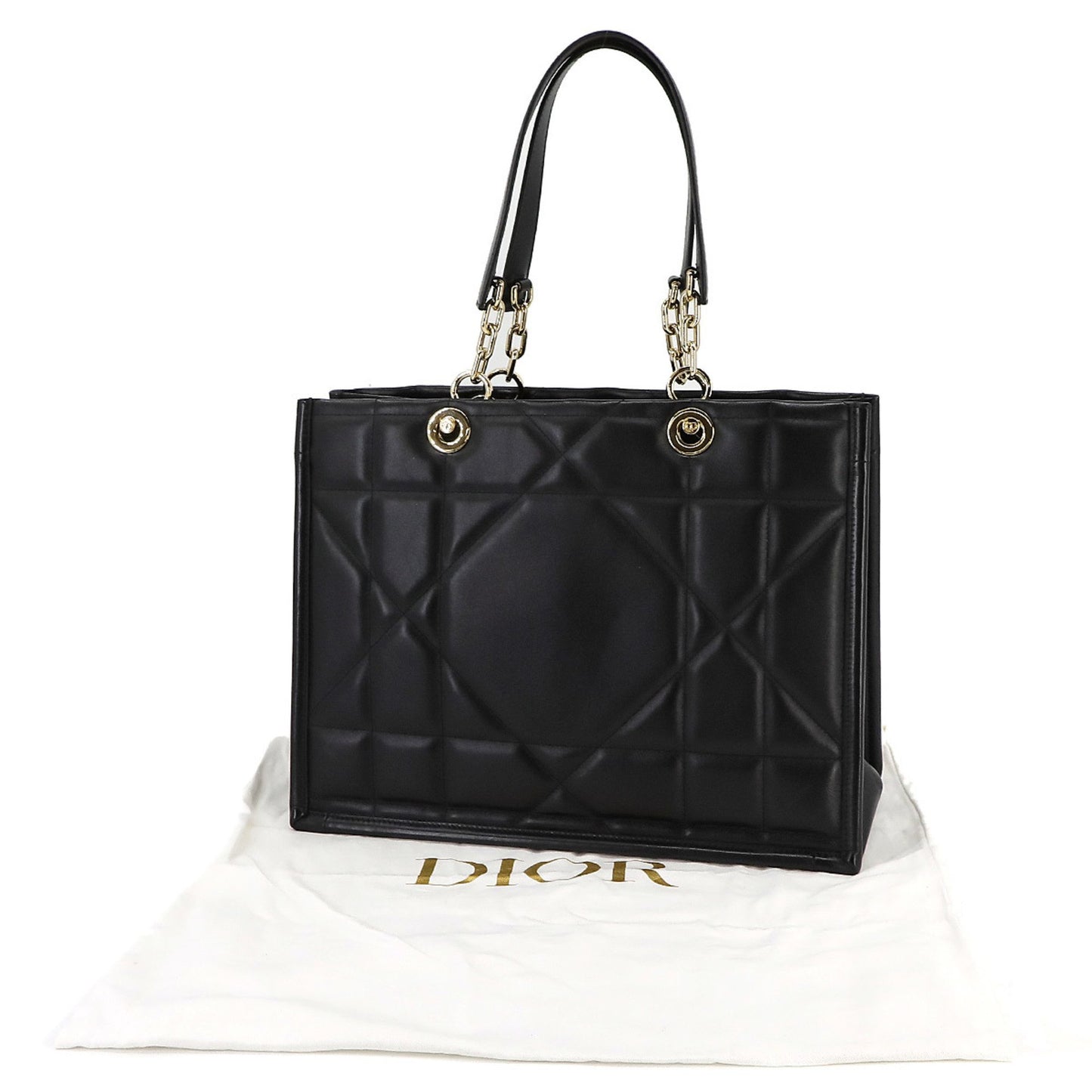 Dior Women's Luxurious Black Leather Tote Bag in Black