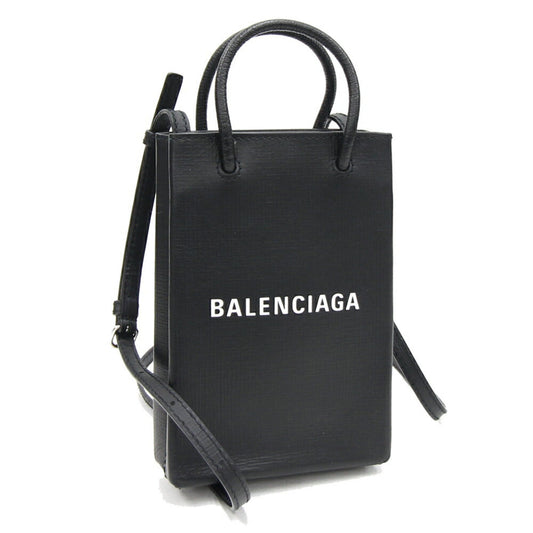 Balenciaga Unisex Leather Shopping Tote Handbag in Black