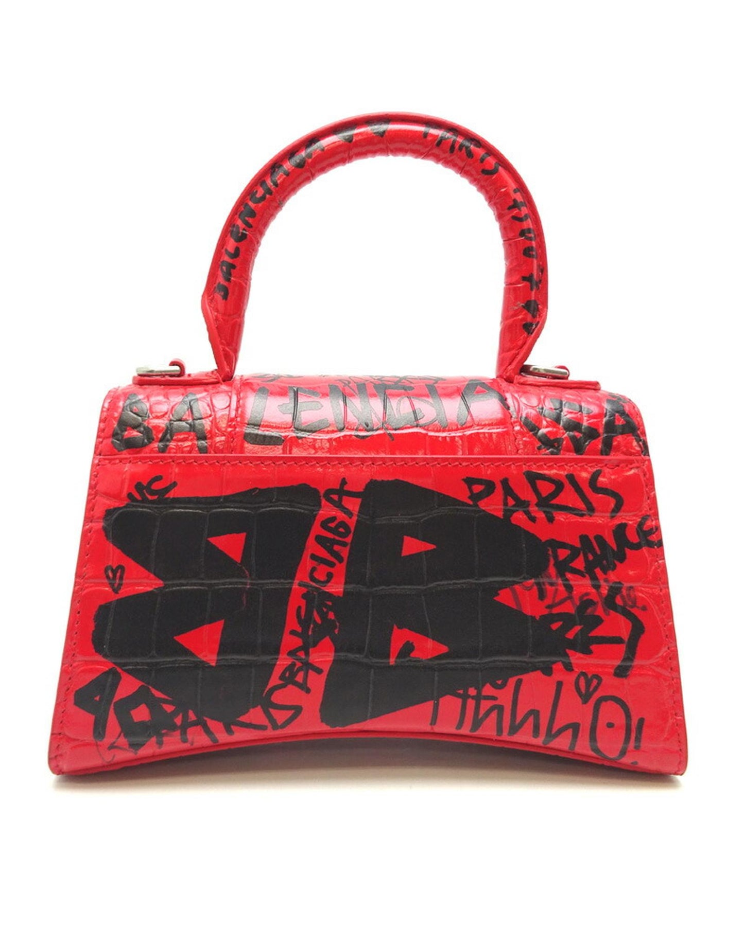 Balenciaga Women's Red Graffiti Hourglass XS Handbag in Excellent Condition in Red