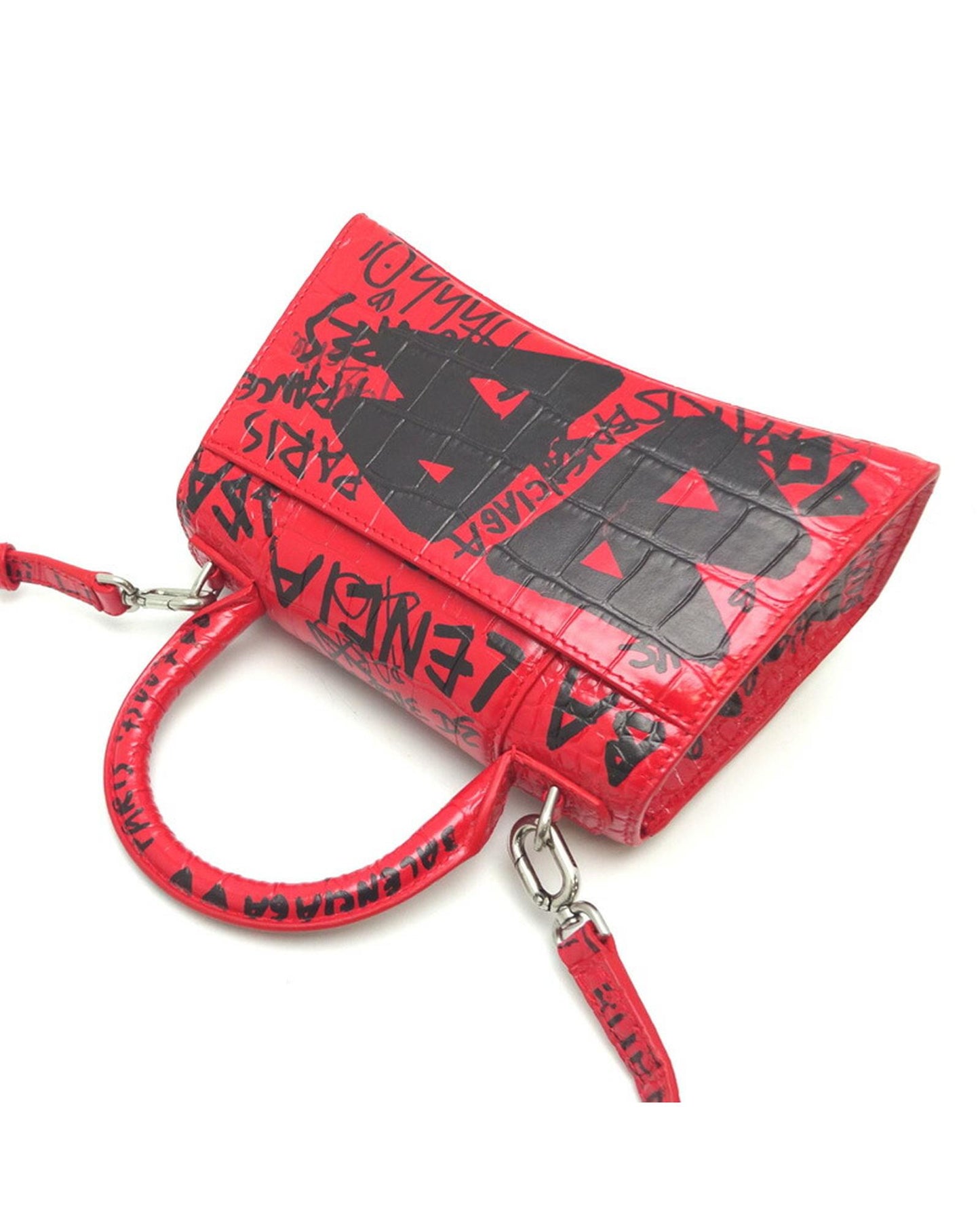 Balenciaga Women's Red Graffiti Hourglass XS Handbag in Excellent Condition in Red