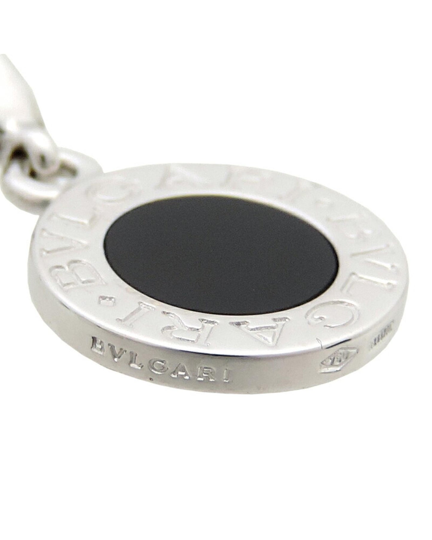 Bvlgari Women's Onyx Pendant Necklace with 18K Silver Logo in Silver