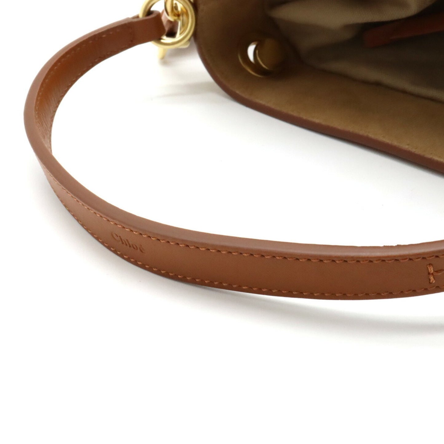 Chloe Women's Camel Leather Mini Handbag with Shoulder Strap in Camel