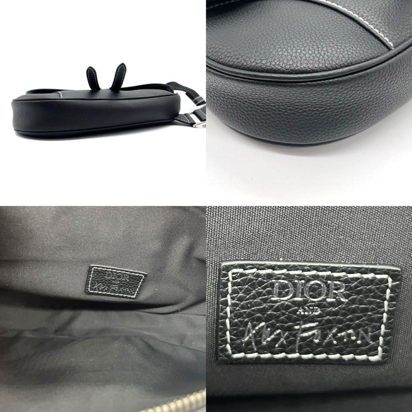 Dior Men's Sleek Leather Saddle Bag in Black