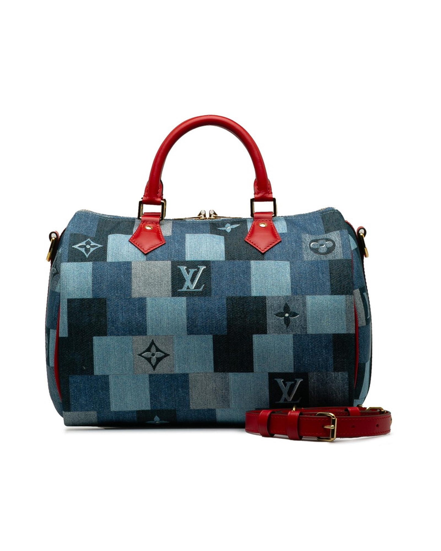 Louis Vuitton Women's Monogram Denim Speedy Bandouliere 30 Bag in A Condition in Blue