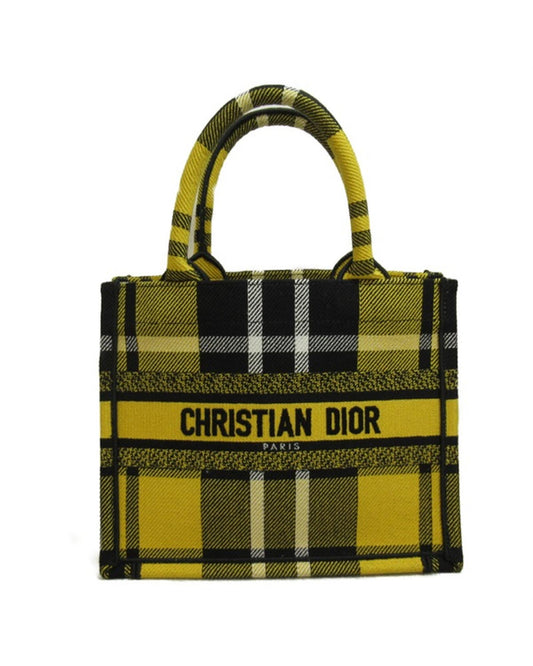 Dior Women's Small Plaid Book Tote Bag in Yellow by Dior in Yellow