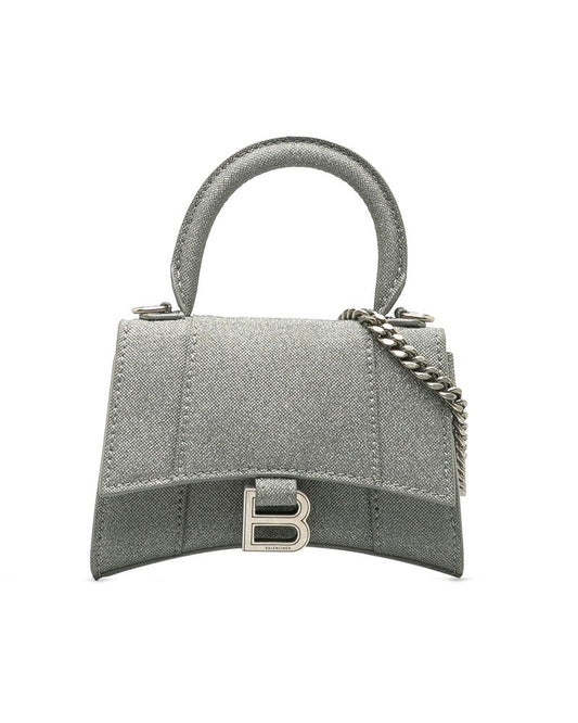 Balenciaga Women's Glitter Hourglass Bag in Grey in Grey