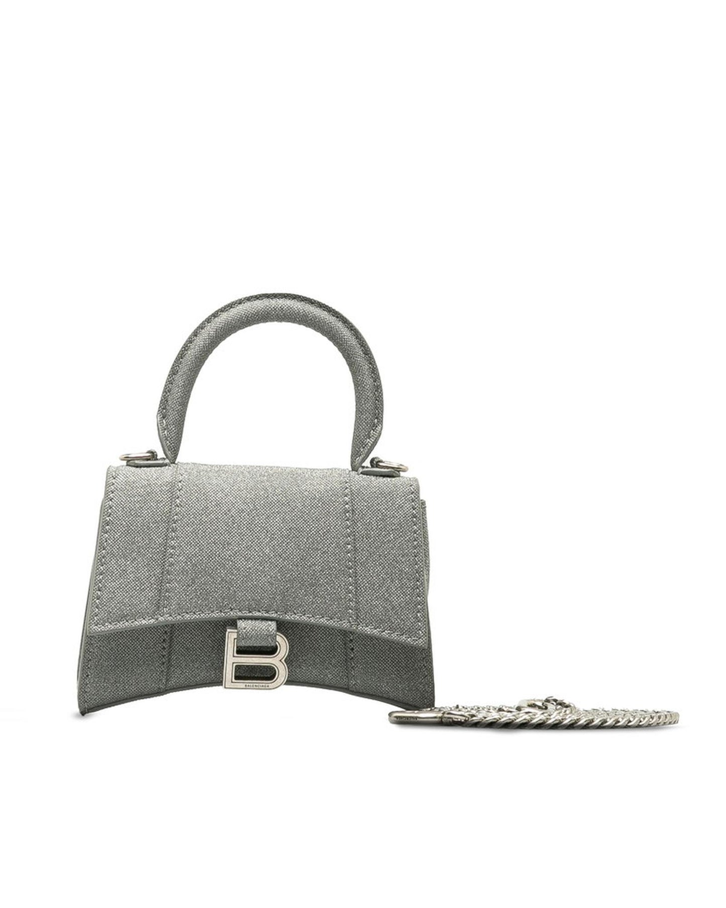 Balenciaga Women's Glitter Hourglass Bag in Grey in Grey