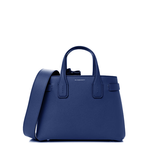 Burberry Women's Leather Zip Handbag with Removable Shoulder Strap in Blue