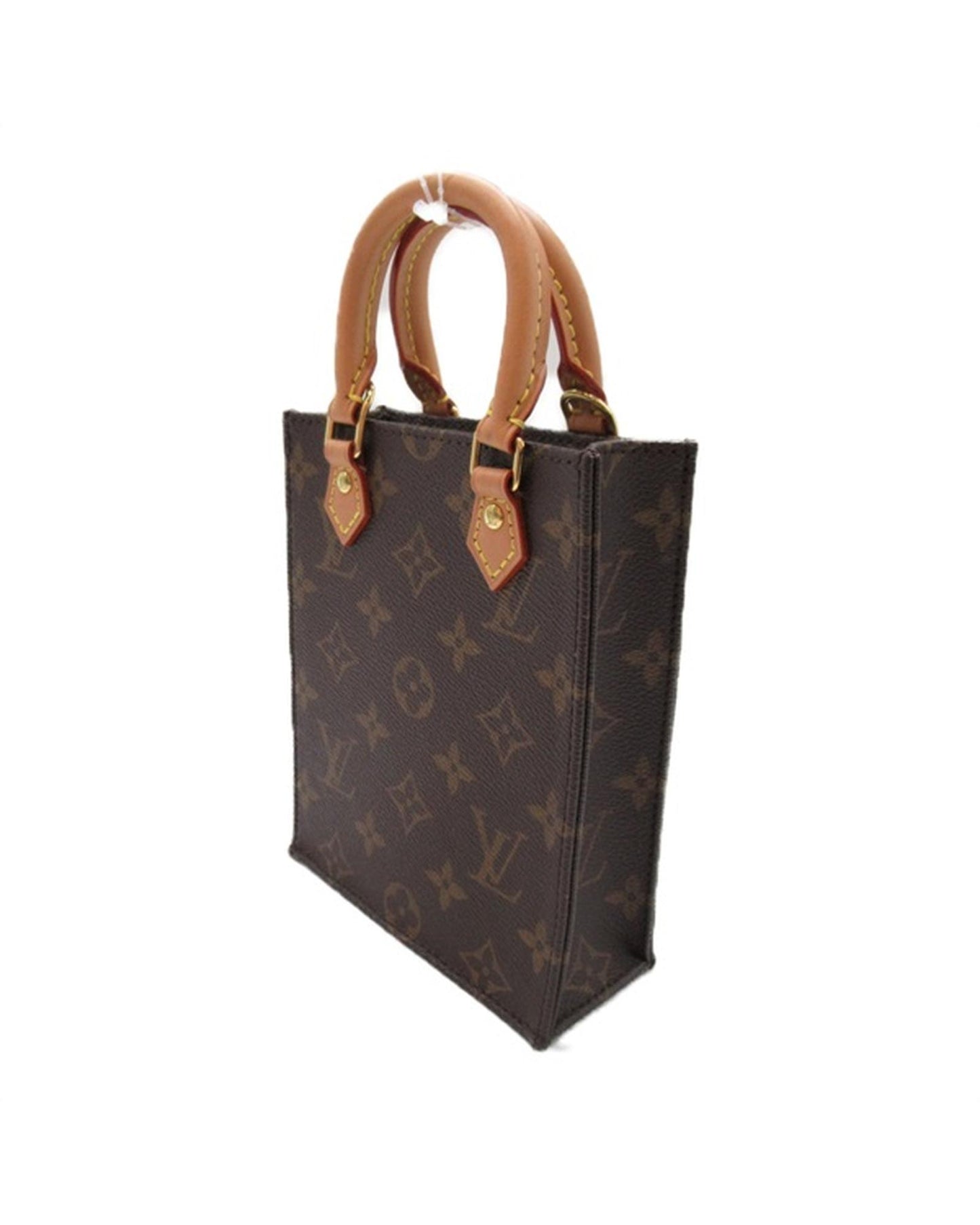 Louis Vuitton Women's Monogram Brown Petit Sac Plat Bag in Excellent Condition in Brown