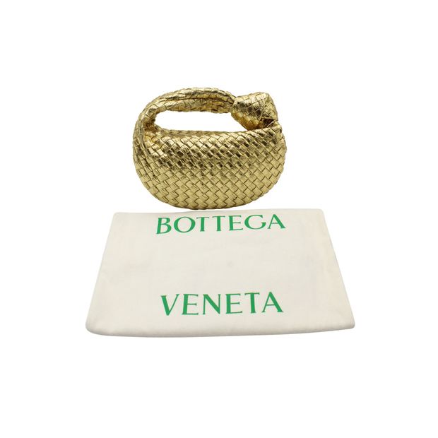 Bottega Veneta Mini Jodie Shoulder Bag in Gold Leather