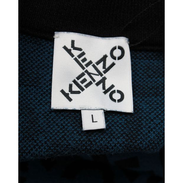 Kenzo Monogram Knitted Sweater in Blue Cotton