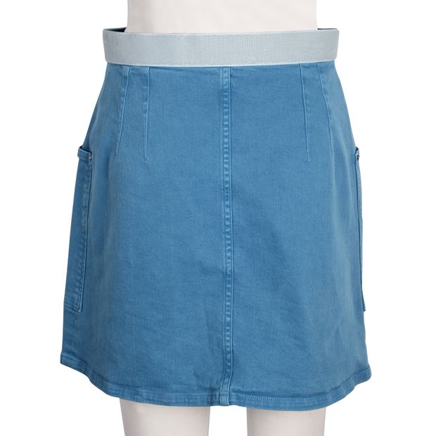 Blue High-Waist Denim Mini Skirt With Zip