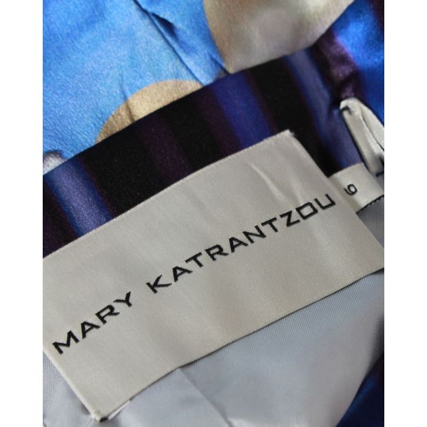 Mary Katrantzou Printed Skirt in Blue Silk