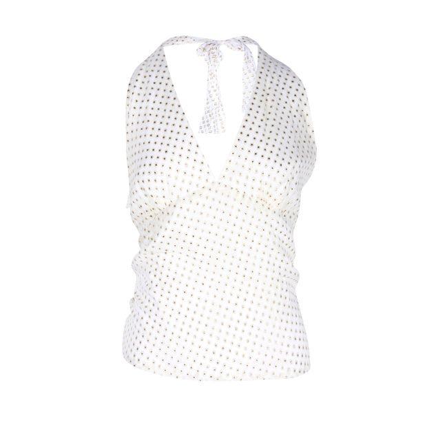 Ivory and Gold Spots Criss Cross Top