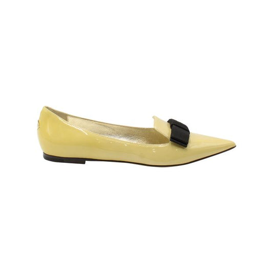 Jimmy Choo Gala Bow Pointed Flats in Yellow Patent Leather