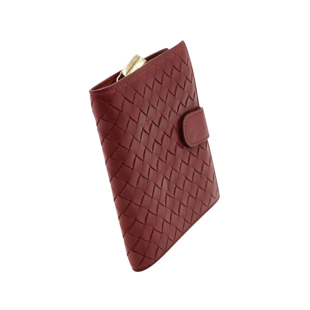 Bottega Veneta Small Bi-Fold Wallet in Red Intrecciato Leather