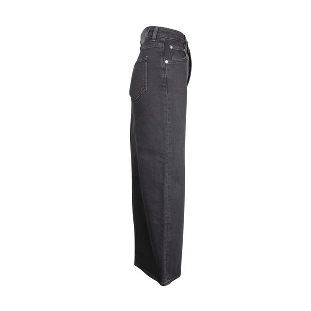 Maje Extra Long Denim Skirt in Black Cotton