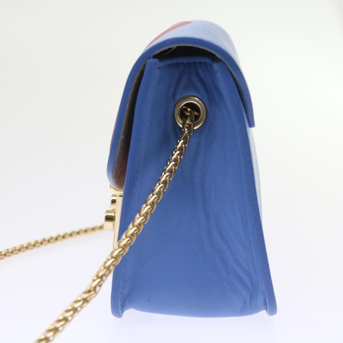 Furla Chain Shoulder Bag Leather Multicolor Auth 56375