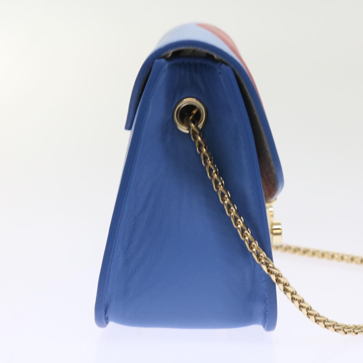 Furla Chain Shoulder Bag Leather Multicolor Auth 56375