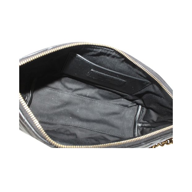 Saint Laurent Diamond Quilted Mini Shoulder Bag in Black Lambskin Leather