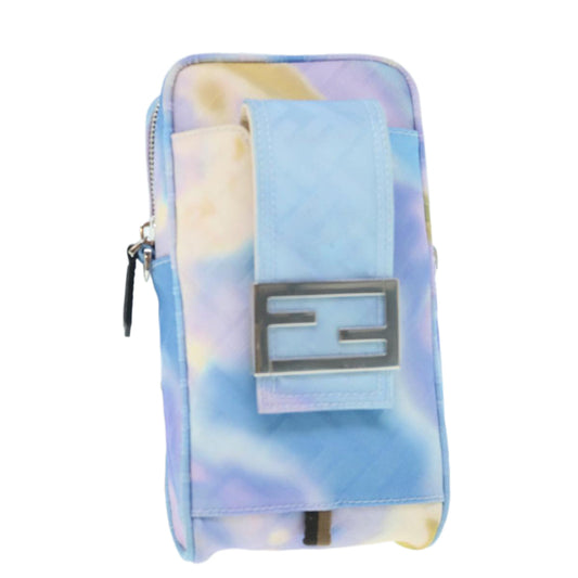 Fendi Zucca Canvas Shoulder Bag Light Blue Auth 62025a