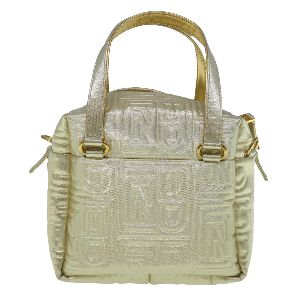 Fendi Hand Bag Nylon 2way Gold Auth 63497a