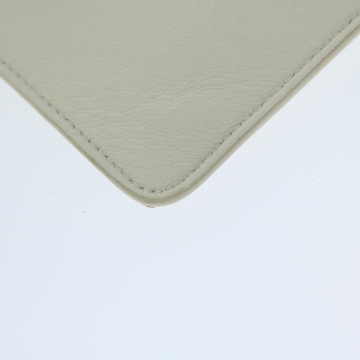 Celine Clutch Bag Leather Cream Auth 63559