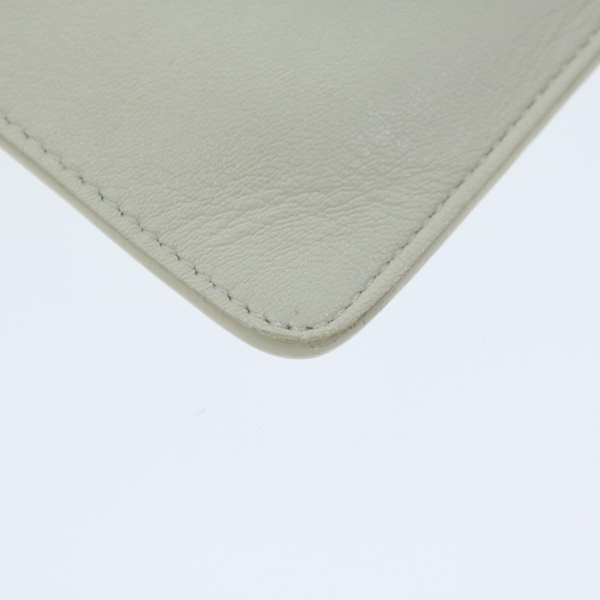Celine Clutch Bag Leather Cream Auth 63559