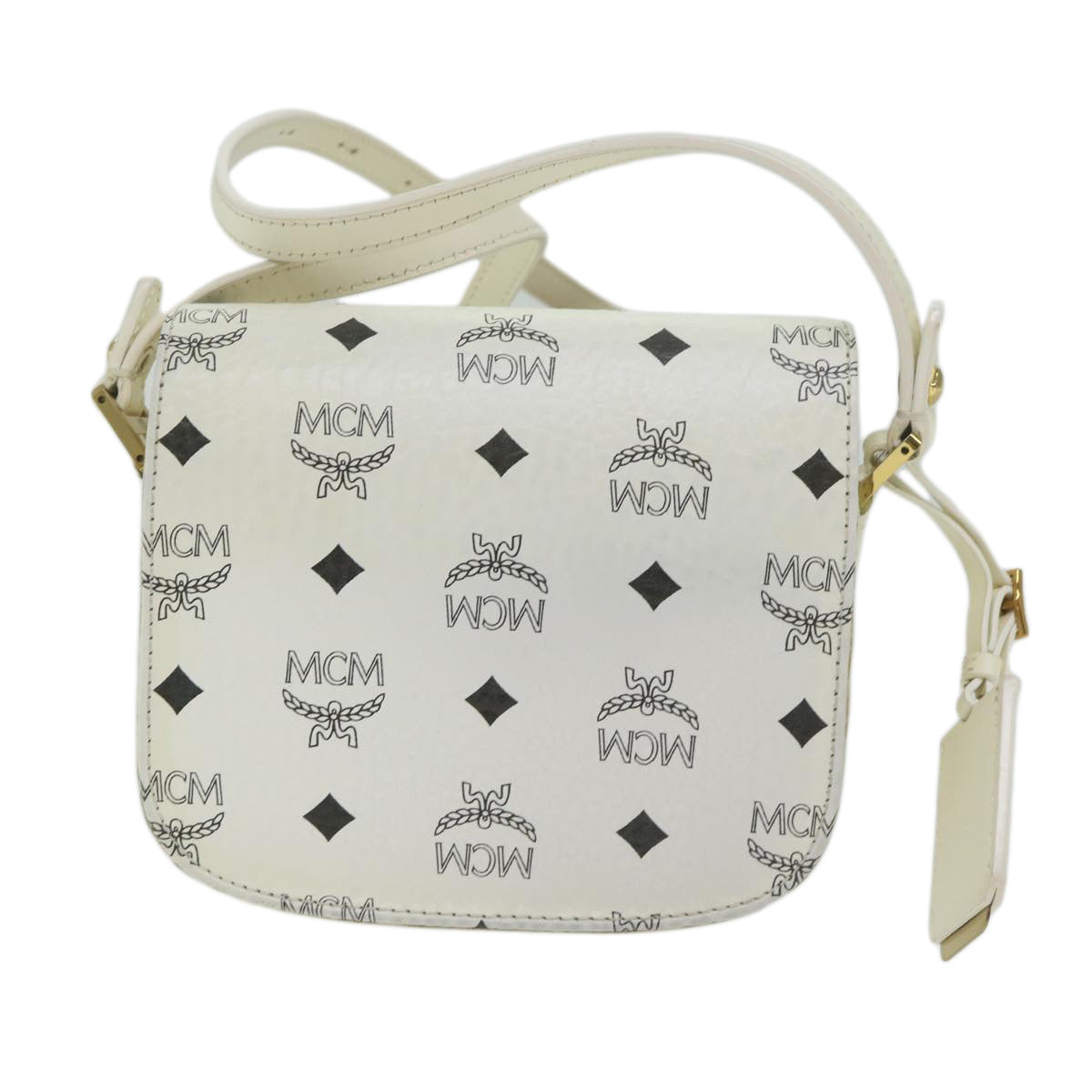 Mcm Vicetos Logogram Shoulder Bag Pvc Leather White Auth 64172