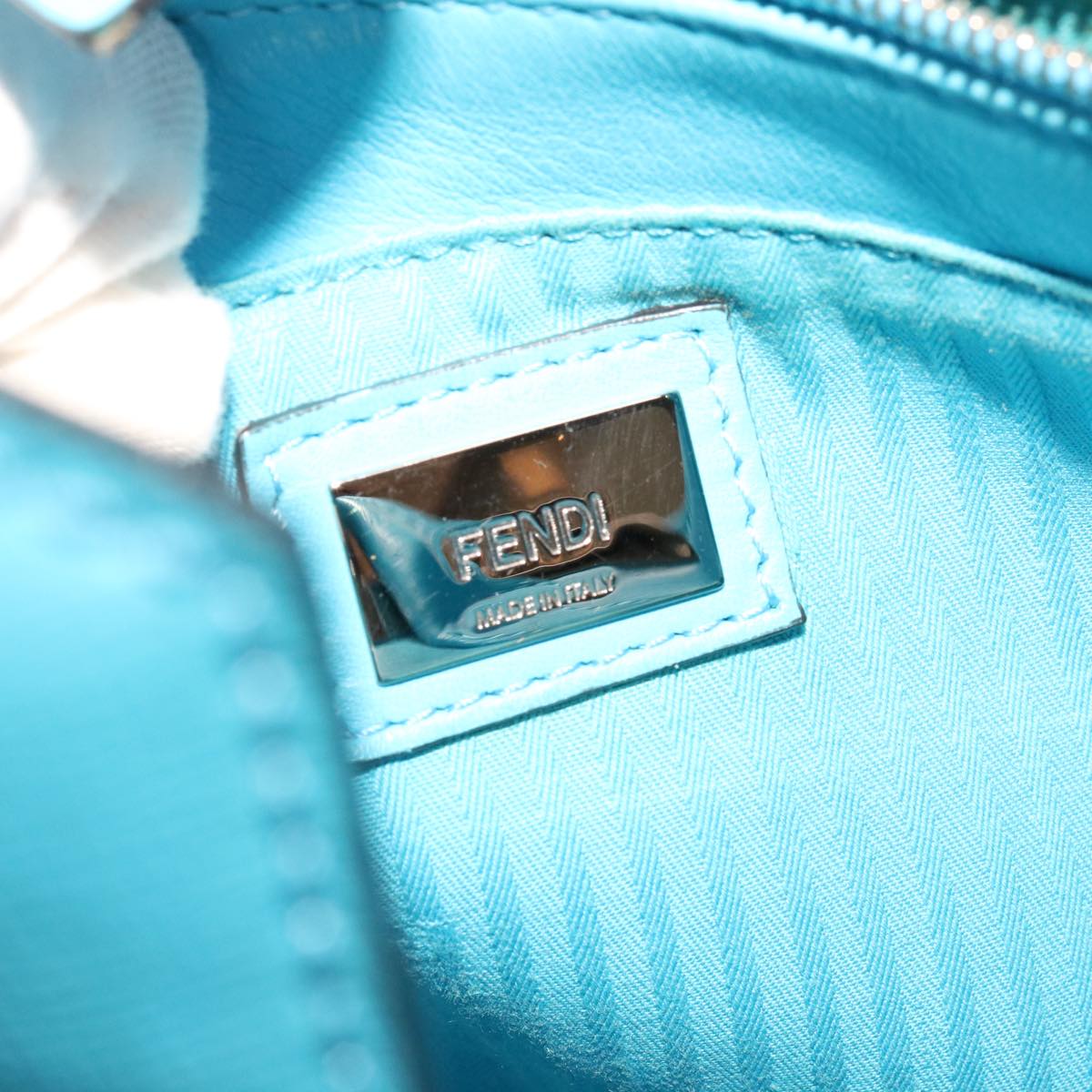 Fendi Petite To Jules Hand Bag Leather 2way Light Blue Auth 64810