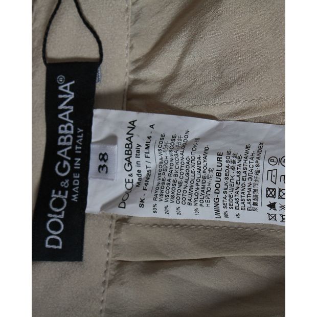 Dolce & Gabbana Lace Midi Pencil Skirt in Beige Rayon Viscose