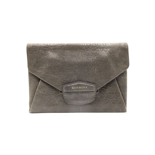 Givenchy Antigona Envelope Clutch Bag in Grey Leather
