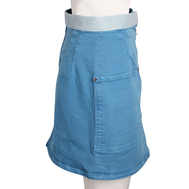 Blue High-Waist Denim Mini Skirt With Zip