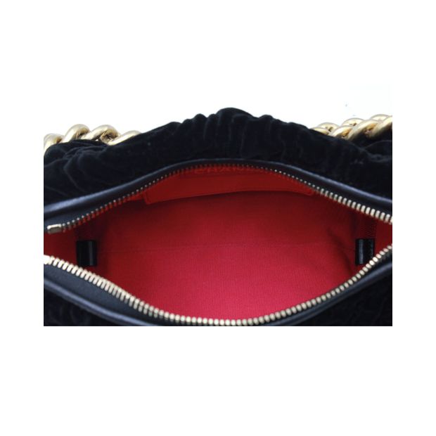 Chanel Two-Way Chain Camellia Shoulder Bag in Black Velvet
